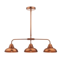 Dar Dynamo 3 Light Bar Ceiling Pendant - Antique Copper