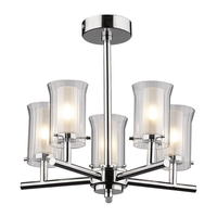 Dar Elba 5 Light Glass Semi-Flush Ceiling Light - Polished Chrome