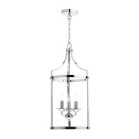 Dar Ely 3 Light Glass Ceiling Pendant Light - Polished Chrome