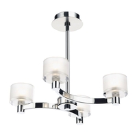 Dar Eton 4 Light Glass Semi-Flush Ceiling Light - Polished Chrome