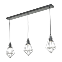 Dar Gianni 3 Light Bar Ceiling Pendant - Matt Black