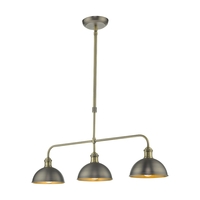 Dar Governor 3 Light Ceiling Bar Pendant - Antique Chrome