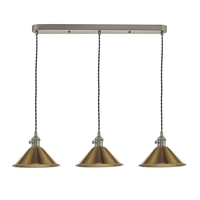 Dar Hadano 3 Light Bar Ceiling Pendant - Aged Brass