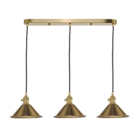 Dar Hadano 3 Light Bar Ceiling Pendant - Brass
