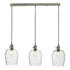 Dar Hadano Dimpled Glass 3 Light Bar Ceiling Pendant - Antique Chrome