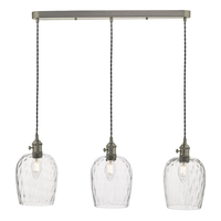Dar Hadano Dimpled Glass 3 Light Bar Ceiling Pendant - Antique Chrome