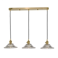 Dar Hadano Flared Glass 3 Light Bar Ceiling Pendant - Natural Brass