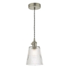 Dar Hadano Ribbed Glass Ceiling Pendant Light - Antique Chrome