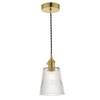Dar Hadano Ribbed Glass Ceiling Pendant Light - Natural Brass