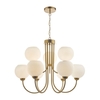 Dar Indra 9 Arm Ceiling Pendant Light - Natural Brass