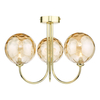 Dar Jared 3 Light Semi Flush With Champagne Glass - Gold