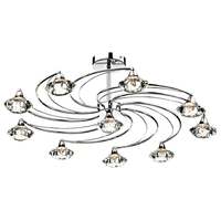 Dar Luther 10 Light Crystal Semi-Flush Ceiling Light - Polished Chrome