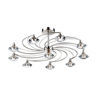 Dar Luther 10 Light Crystal Semi-Flush Ceiling Light - Satin Chrome