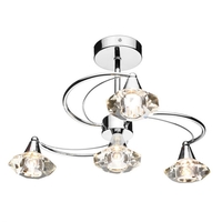 Dar Luther 4 Arm Semi-Flush Ceiling Light - Polished Chrome