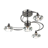 Dar Luther 4 Light Crystal Semi-Flush Ceiling Light - Black Chrome