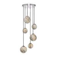 Dar Mikara 6 Light Glass Cascade Ceiling Pendant - Marble