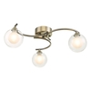 Dar Nakita 3 Arm Opal Glass Semi-Flush Ceiling Light - Antique Brass