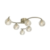 Dar Nakita 6 Arm Glass Semi-Flush Ceiling Light - Antique Brass
