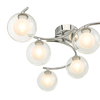 Dar Nakita 6 Arm Opal Glass Semi-Flush Ceiling Light - Polished Chrome