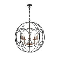 Dar Phoenix 5 Arm Ceiling Pendant Light - Black