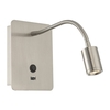 Dar Raoul LED Reading Light with USB Charging Port - Satin Nickel