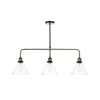 Dar Ray 3 Light Bar Ceiling Pendant - Antique Brass