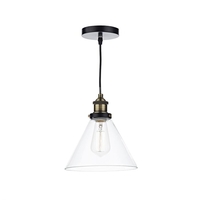 Dar Ray Glass Ceiling Pendant Light - Antique Brass