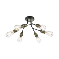 Dar Remy 6 Arm Semi-Flush Ceiling Light - Black