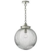 Dar Tamara Glass Ceiling Pendant Light - Satin Nickel