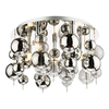 Dar Thora 5 Light Flush With Smoked Glass - Polished Chrome