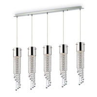Droplet Crystal 5 Light Bar Ceiling Pendant - Polished Chrome