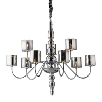 Duke 9 Light Glass Chandelier - Chrome