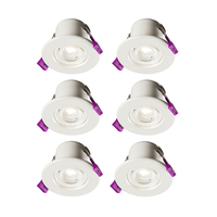 Eco 5W Cool White Dimmable LED Fire Rated Fixed Downlight - White - Pack of 6