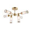 Edit Flute 6 Arm Glass Semi-Flush Ceiling Light - Satin Brass