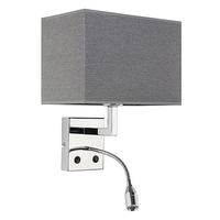 Edit Hotel Wall Light with LED Reading Light - Grey