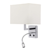 Edit Hotel Wall Light with LED Reading Light - White