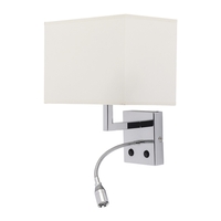 Edit Hotel Wall Light with LED Reading Light - White
