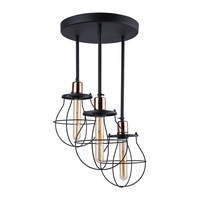 Edit Manufacture 3 Arm Semi-Flush Ceiling Light - Black and Copper