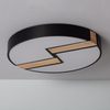 Edit Round 27W Brusk LED Metal Flush Light - Black and Wood