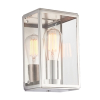 Edit Storm Half Lantern Glass Wall Light - Nickel