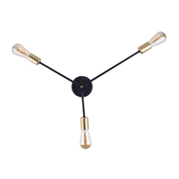 Edit Switch 3 Arm Wall Light - Black & Gold