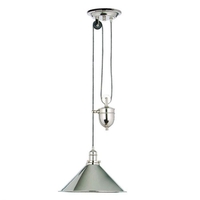 Elstead Provence Rise and Fall Ceiling Pendant Light - Polished Nickel