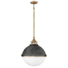 Fletcher Large Ceiling Pendant Light - Aged Zinc & Heritage Brass