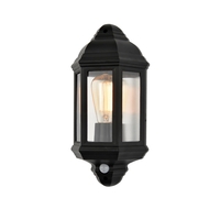 Forum Coastal Athena Half Lantern Outdoor Wall Light with PIR Sensor - Black