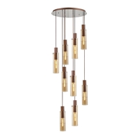 Gray 9 Light Cluster Ceiling Pendant - Polished Chrome