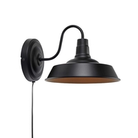 Grimsby Wall Light with Plug - Black