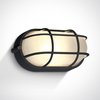 Guard 10W Warm White LED Outdoor Oval Bulkhead with Cage - Black