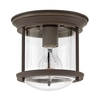 Hadrian Clear Glass Flush Ceiling Light - Oil Rubbed Bronze