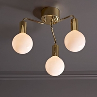 History 3 Arm Semi-Flush Ceiling Light - Polished Brass