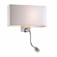 Hotel Wall Light with LED Reading Light - White